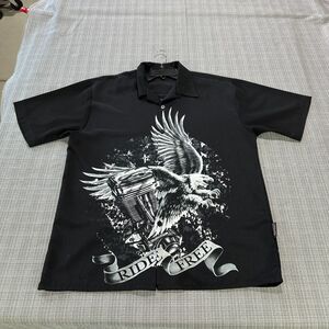 Sapphire Lounge Shirt Mens Large Black Eagle Motorcycle Grunge Gothic Streetwear